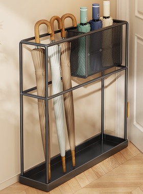 雨伞架家用门口放伞收纳架门后夹缝放伞桶铁艺商用沥水伞架置物架