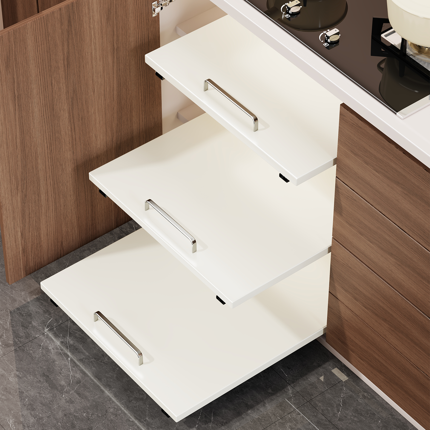 厨房置物架抽拉托板橱柜拉篮