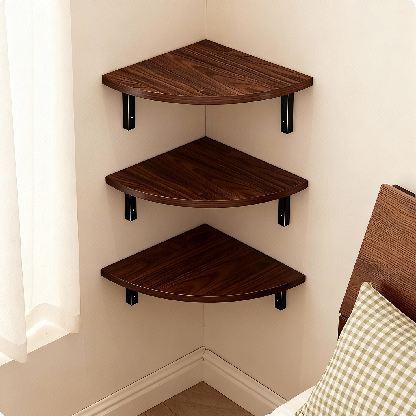 墙上置物架卧室床头拐角装饰支架