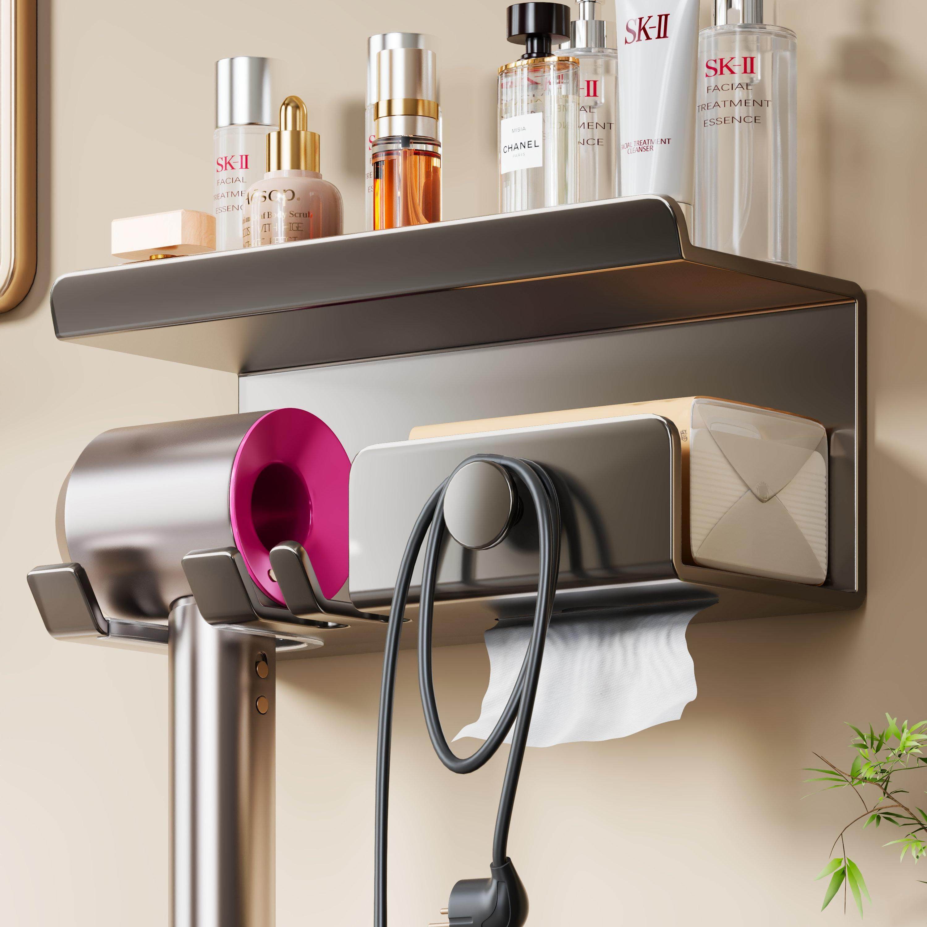 吹风机置物架支架免打孔卫生间电吹风挂架浴室壁挂式风筒收纳神器,家庭/个人清洁工具,吹风机置物架,淘宝优惠券,粉丝福利购,淘宝优惠卷