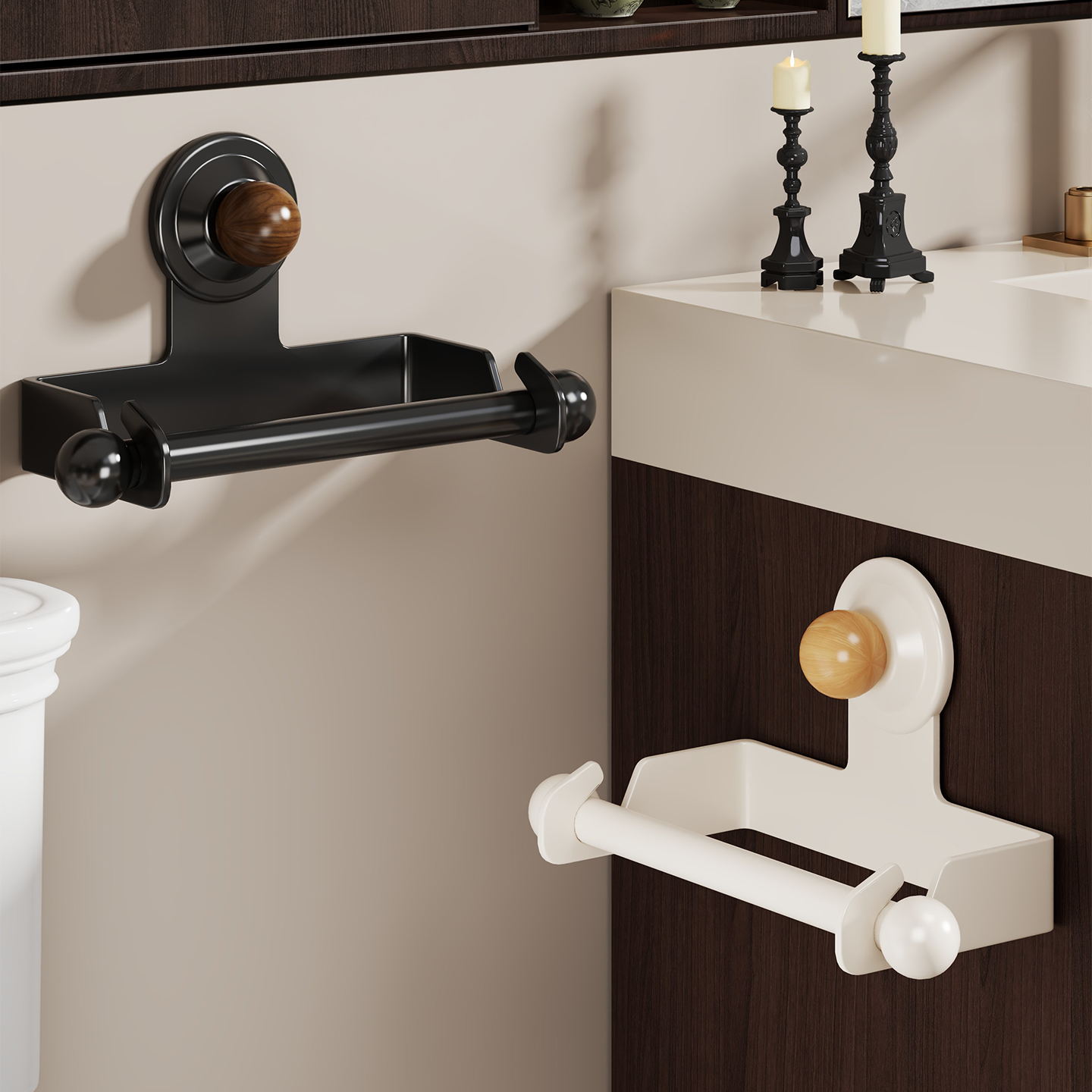 吸盘卫生间纸巾架免打孔壁挂式