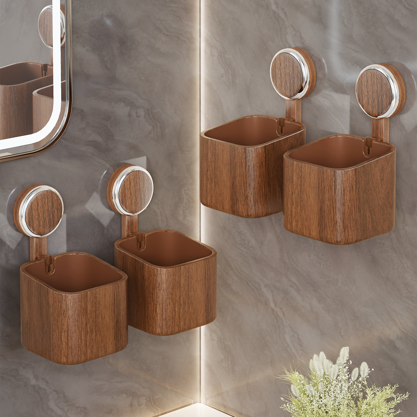 洗漱台梳子收纳盒墙上置物架