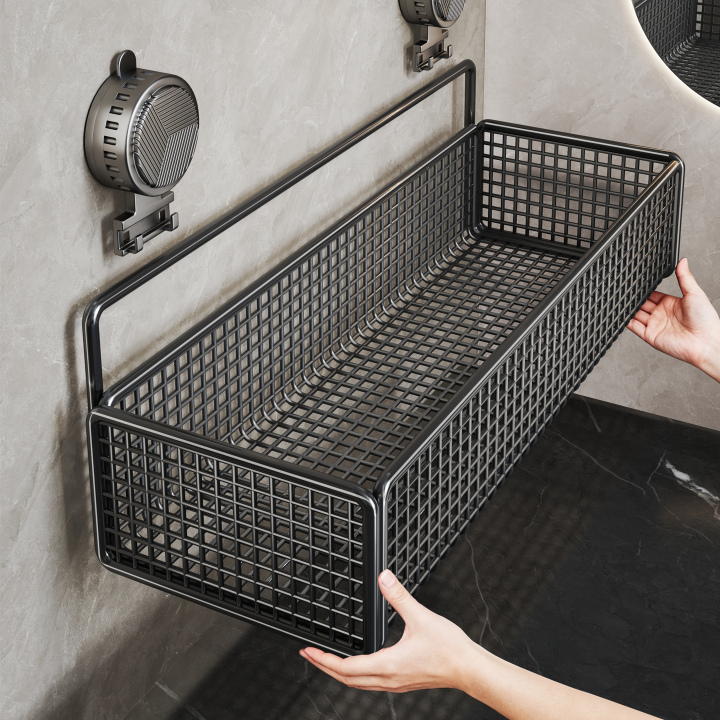 卫生间墙上吸盘置物架浴室收纳架