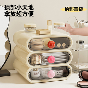 化妆品收纳盒梳妆台多巴胺护肤品置物架防尘桌面大容量高级储物箱