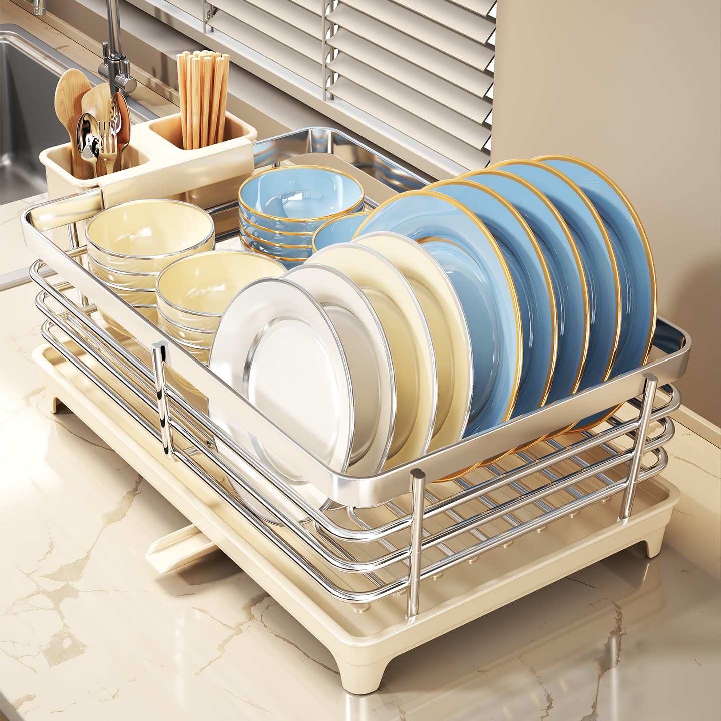 厨房碗碟放碗盘收纳盒子碗盘沥水