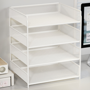 办公桌置物架A4文件架桌面金属资料架文件框多层文件收纳架办公室文件夹收纳盒书架书立架档案文具用品大全