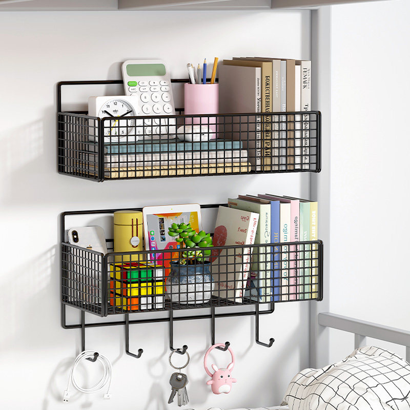 宿舍墙上置物架壁挂式床头挂篮学生寝室面收纳架子上铺神器免打孔