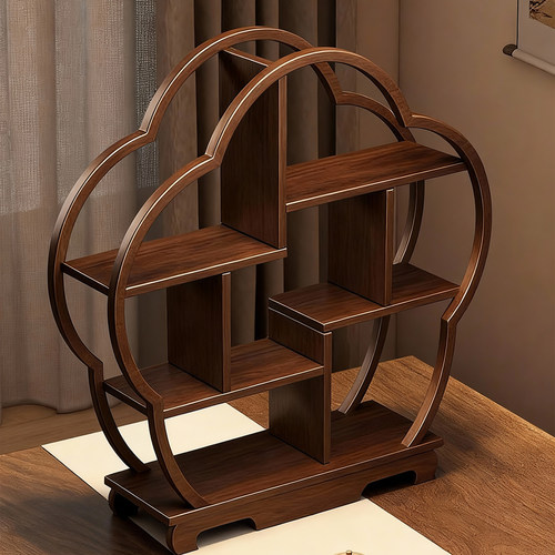 桌面茶杯收纳架实木多层博古架