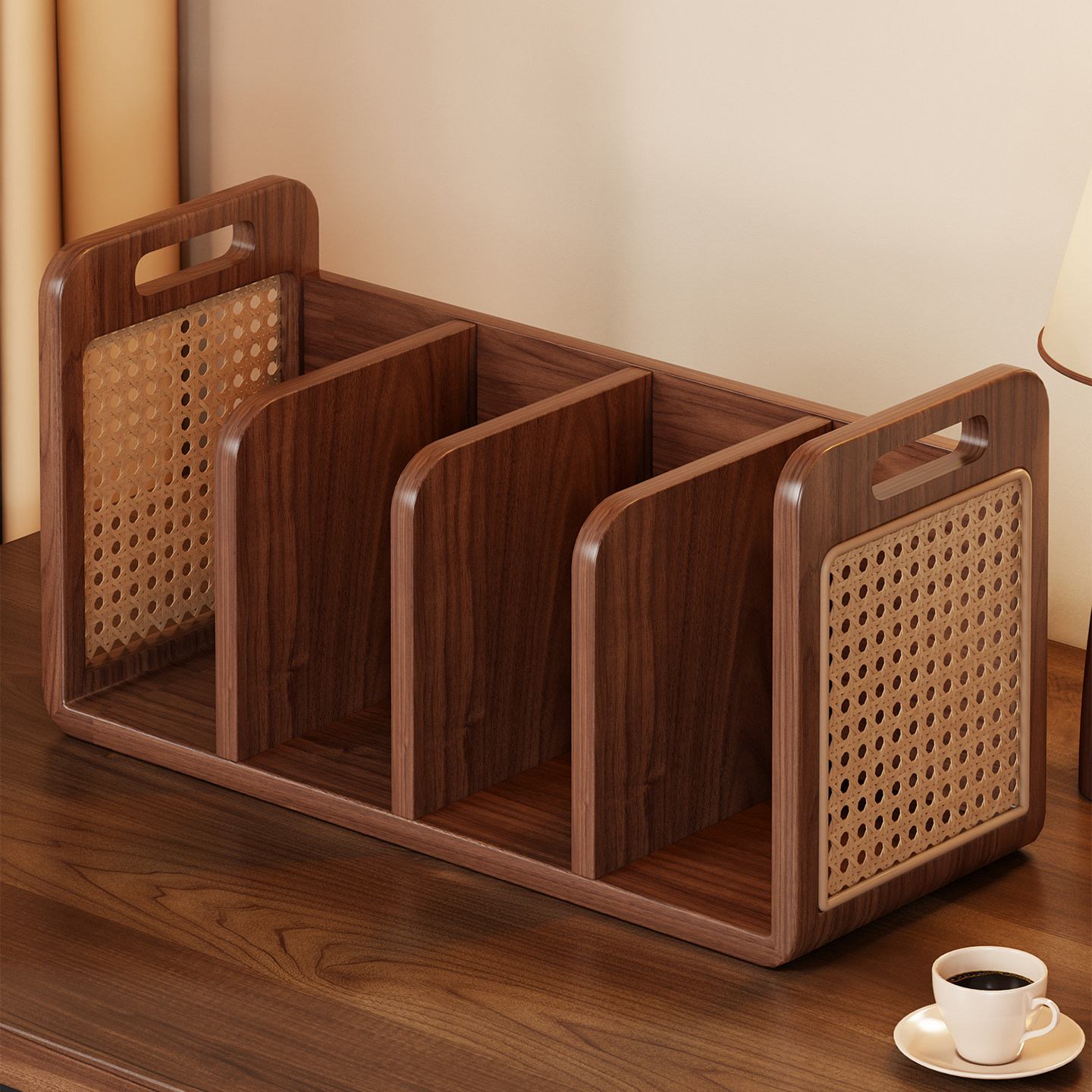 实木文件收纳架办公桌置物架