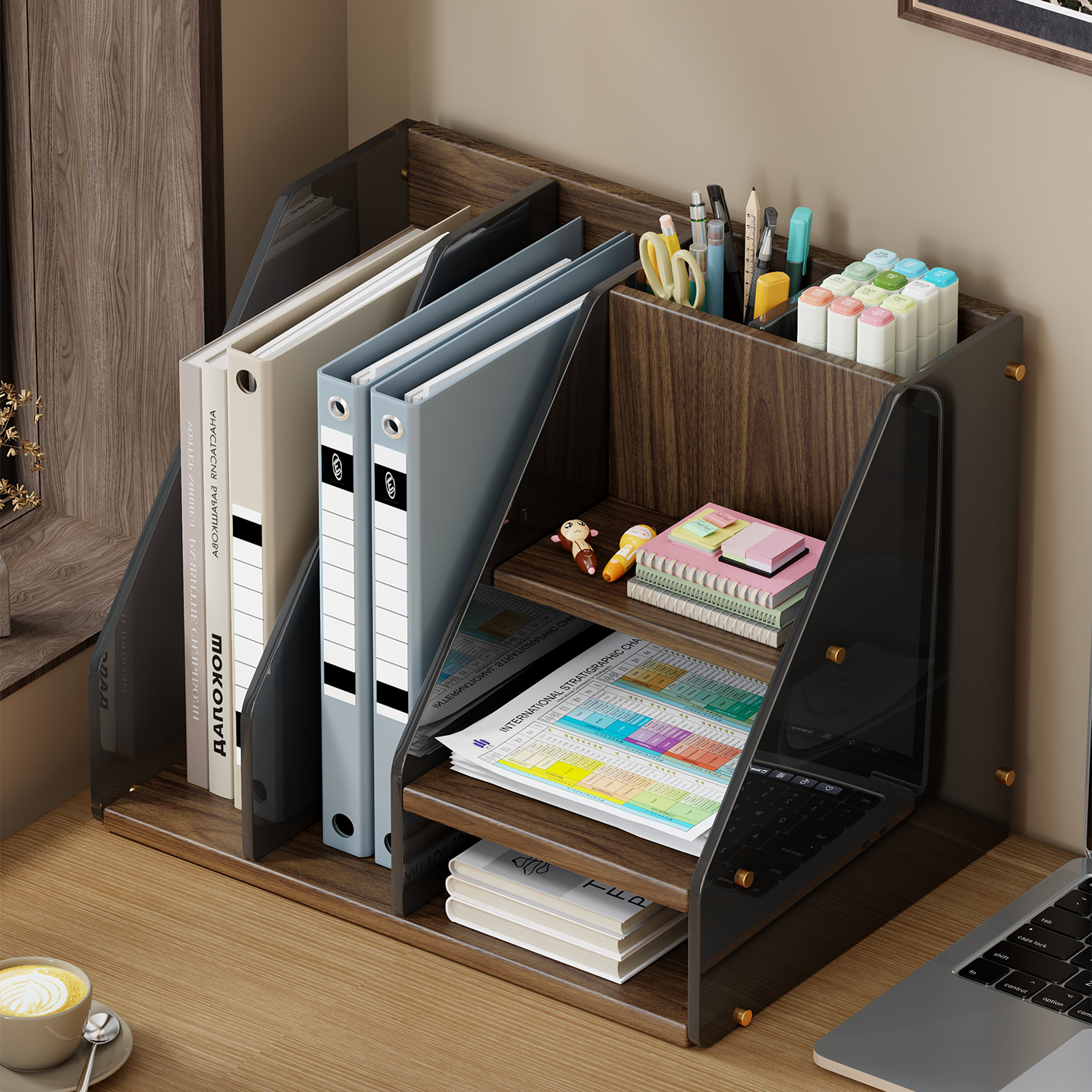 桌面置物架书桌笔筒书架文件收纳