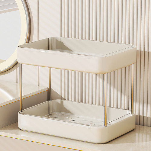 收纳盒梳妆台置物架桌面护肤柜家用化妆品整理箱洗漱台分层储物筐