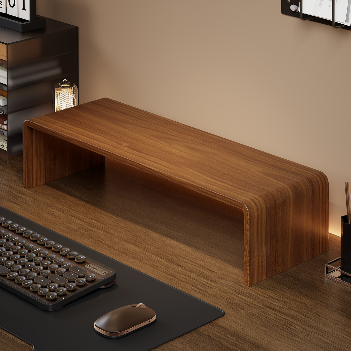 实木台式电脑增高架显示器增高架屏幕底座支架办公室桌面键盘托架