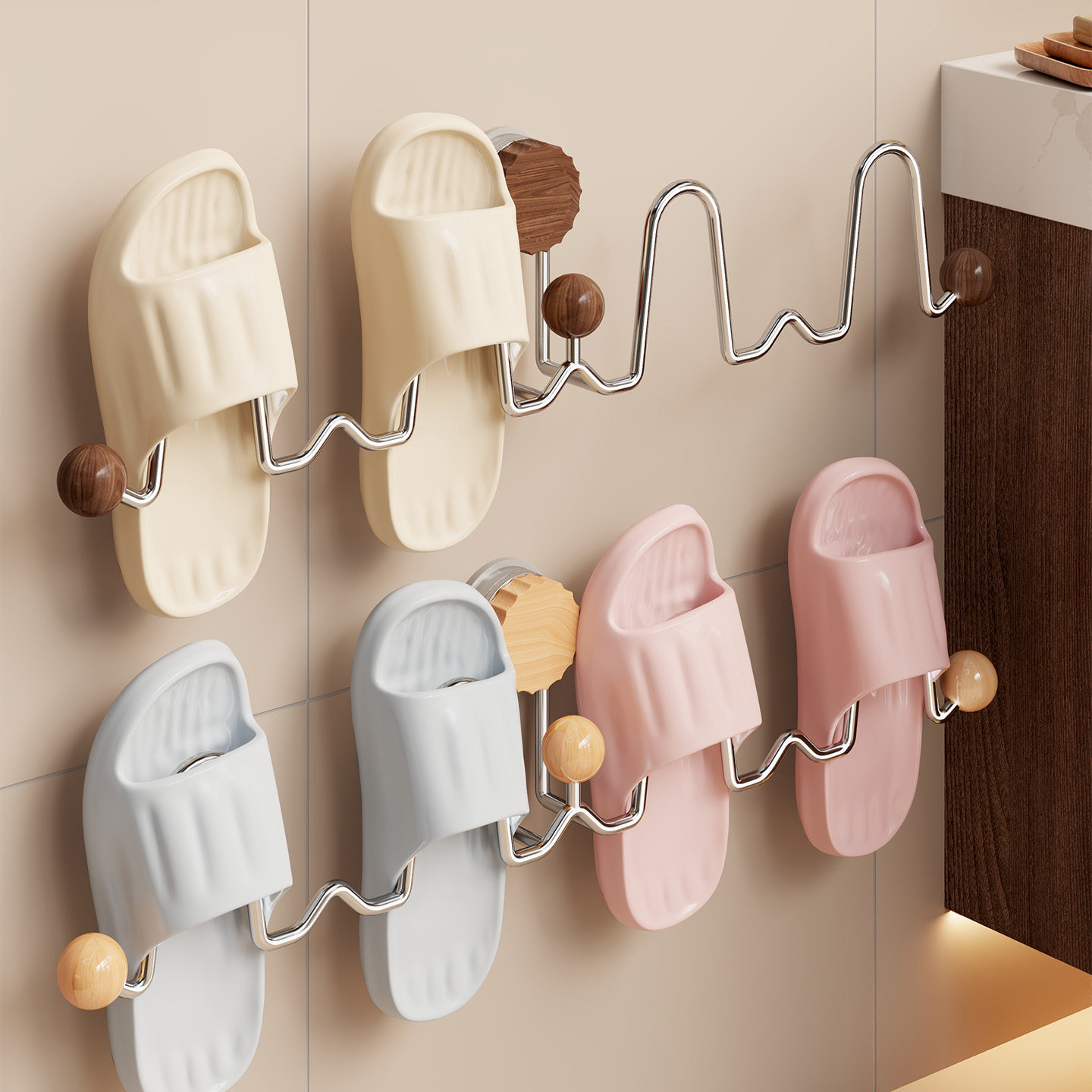 吸盘拖鞋架浴室免打孔壁挂沥水鞋架卫生间多功能挂钩毛巾浴巾挂架,家庭/个人清洁工具,浴室角架/置物架,淘宝优惠券,粉丝福利购,淘宝优惠卷