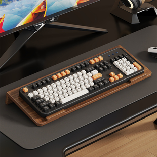 实木键盘托架增高支架木质悬浮办公桌台式电脑倾斜托盘桌面机械键盘垫电脑配件抬高底座键盘储物架电脑置物架