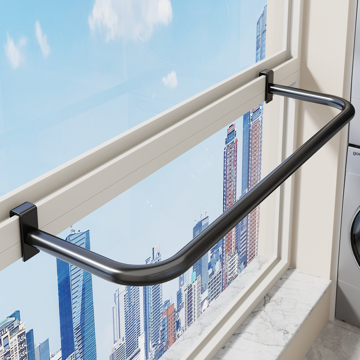 阳台晾衣架小型室内栏杆衣服挂架家用窗框户外飘窗简易晾晒置物架