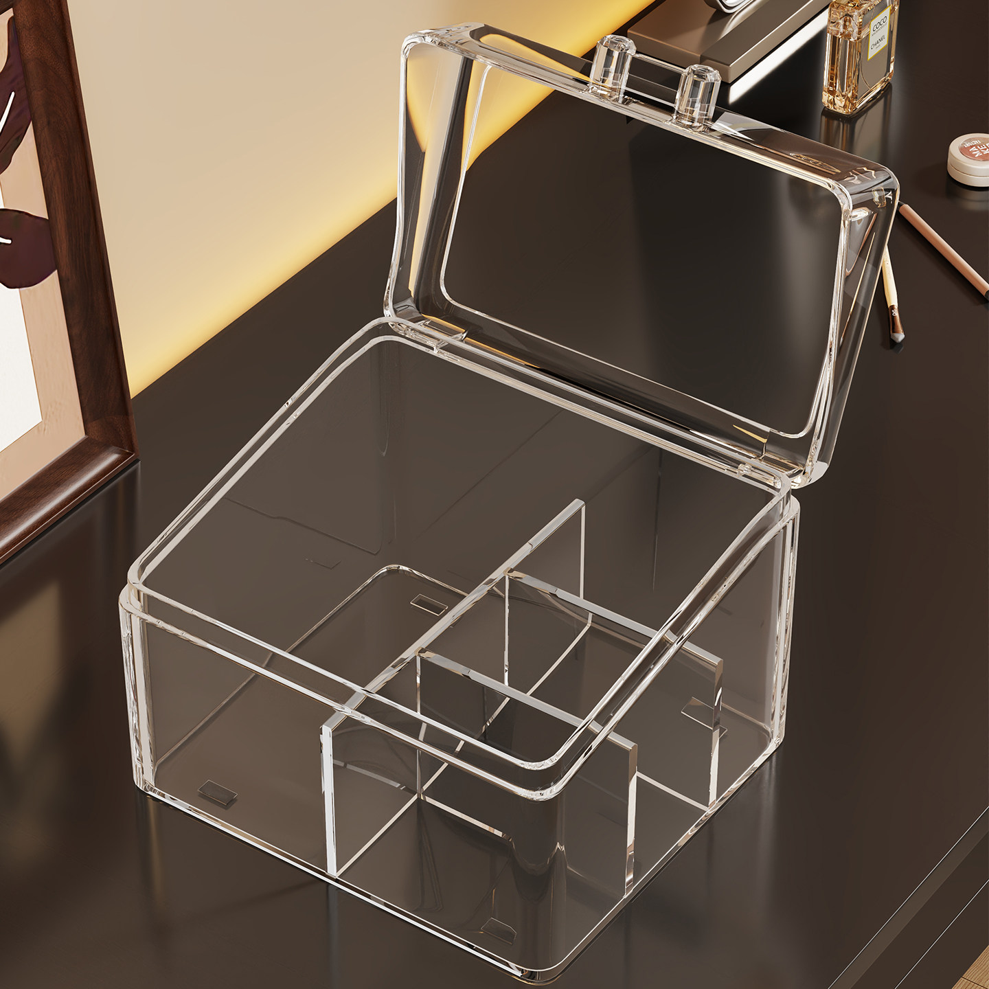 化妆棉收纳盒透明棉签卸妆棉储物盒子桌面化妆品美妆蛋防尘整理盒,收纳整理,桌面收纳盒,淘宝优惠券,粉丝福利购,淘宝优惠卷