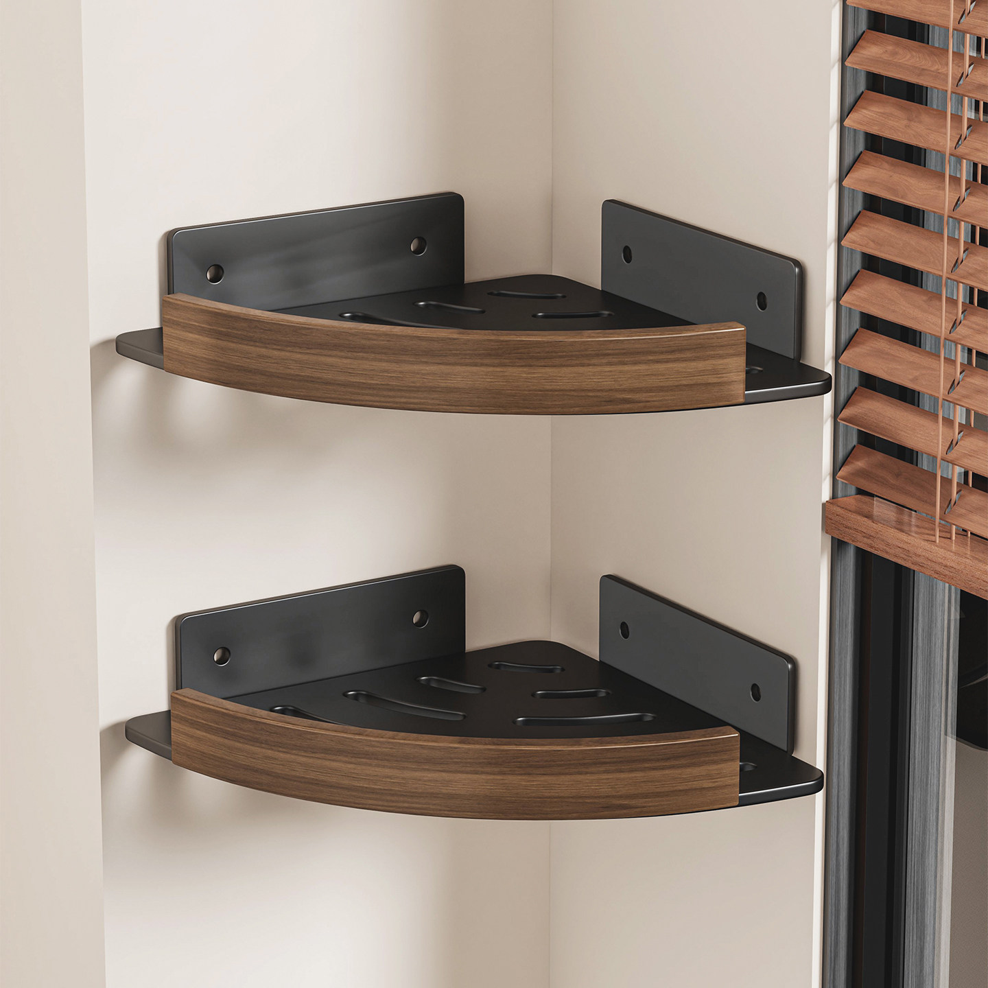 胡桃木卫生间置物架墙上免打孔壁挂浴室洗手间洗漱台三角收纳架子,家庭/个人清洁工具,浴室角架/置物架,淘宝优惠券,粉丝福利购,淘宝优惠卷