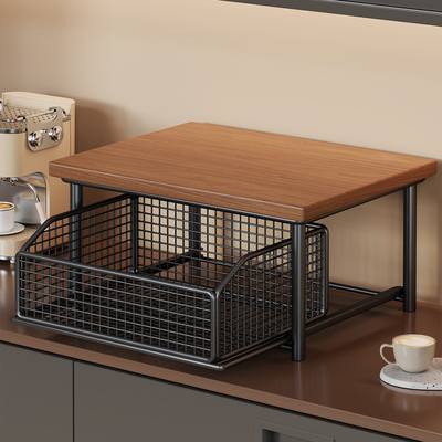 桌面咖啡机置物架抽拉收纳杯架