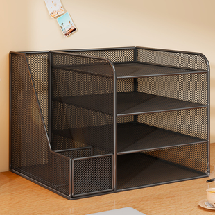 桌面文件收纳架多层档案资料架子办公桌置物架工位小型整理储物架