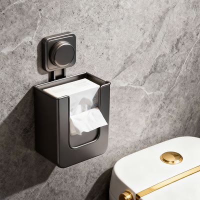 卫生间纸巾盒壁挂式高级感吸盘免打孔抽纸盒马桶旁新款厕纸储物盒
