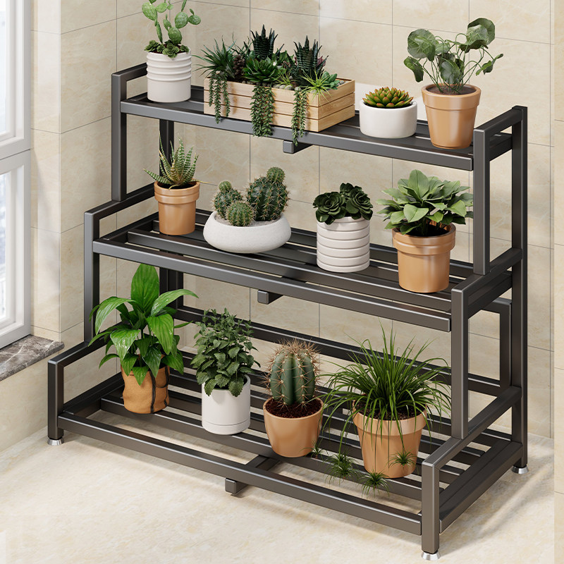 阳台花架2025新款室内客厅双层多肉铁艺置物架花盆架户外庭院落地