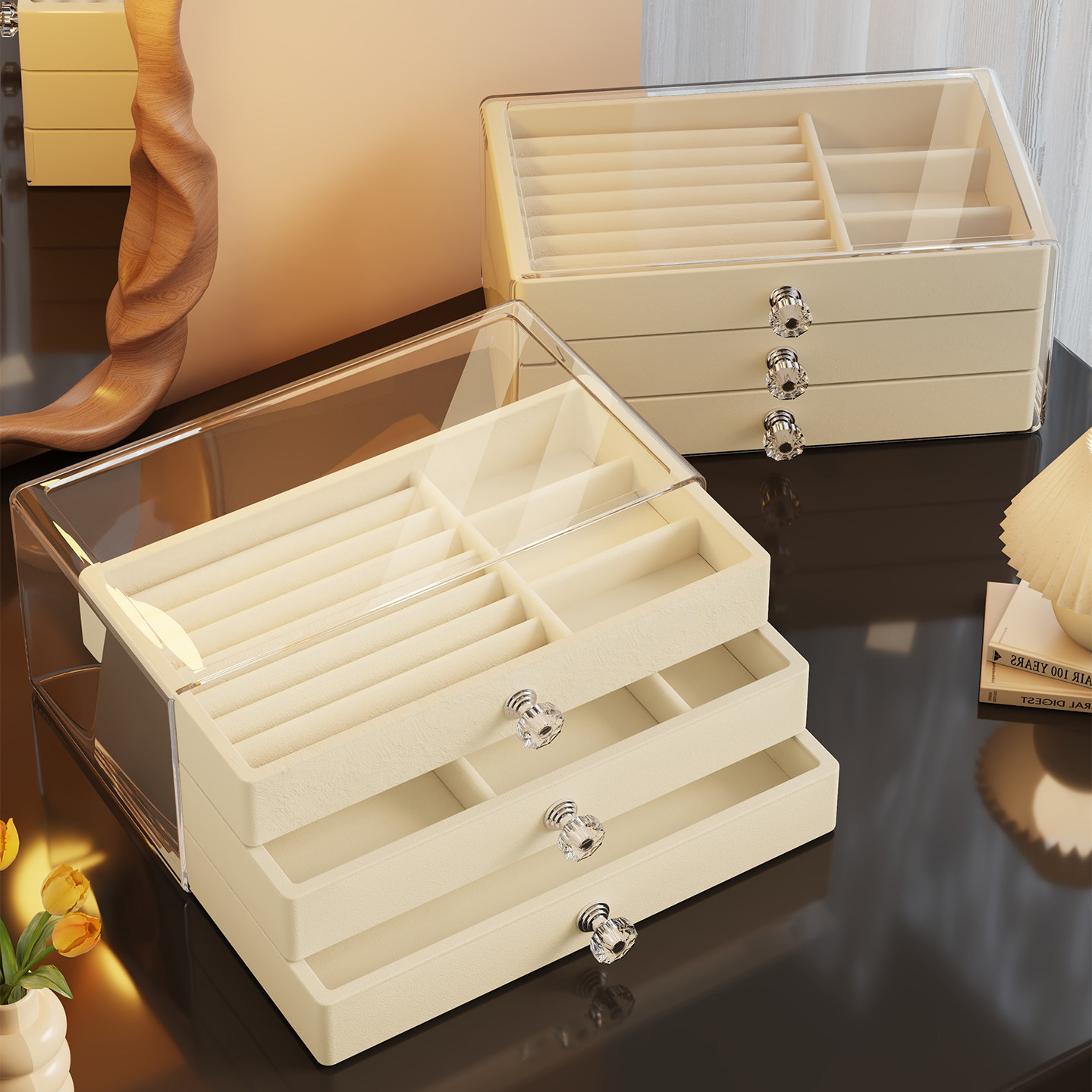 首饰盒抽屉式戒指置物架大容量饰品多层展示架耳环耳钉高档收纳盒,收纳整理,首饰盒,淘宝优惠券,粉丝福利购,淘宝优惠卷