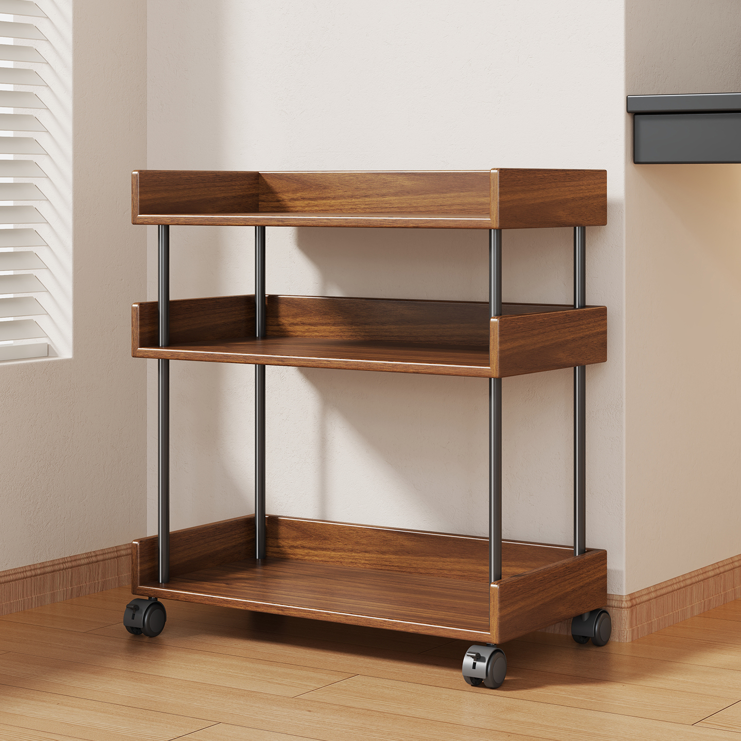 实木桌下书架置物架落地多层