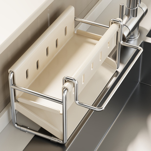 水槽沥水架家用多功能窄边水池置物架厨房免打孔抹布钢丝球收纳架
