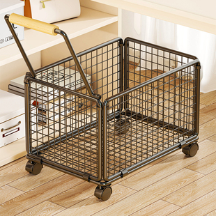 收纳箱书包置物架可移动周转箱书本收纳筐衣服收纳箱小推车收纳箱
