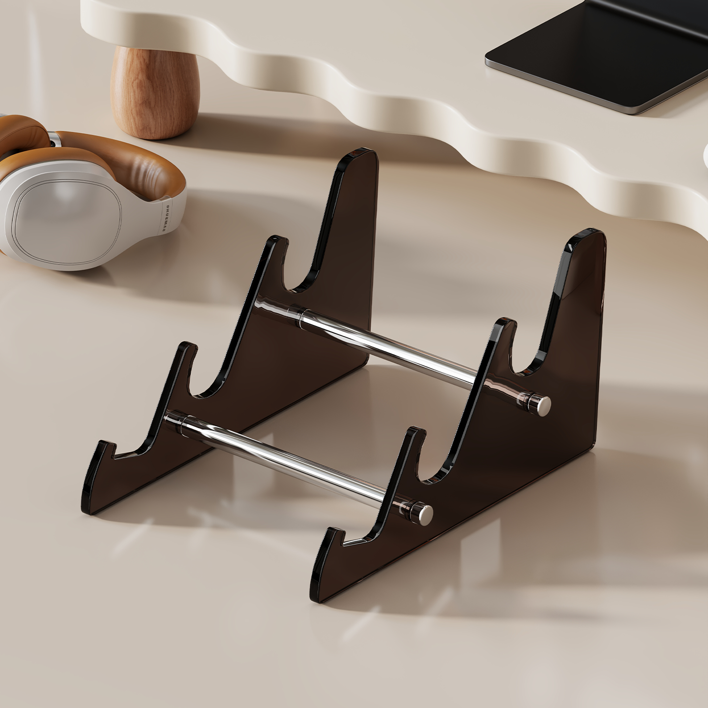 桌面置物架亚克力鼠标手柄收纳桌搭支架电竞馆无线机械键盘展示架