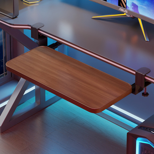 键盘托架电竞房台面免打孔抽屉式收纳架电脑桌伸缩滑轨夹鼠标支架