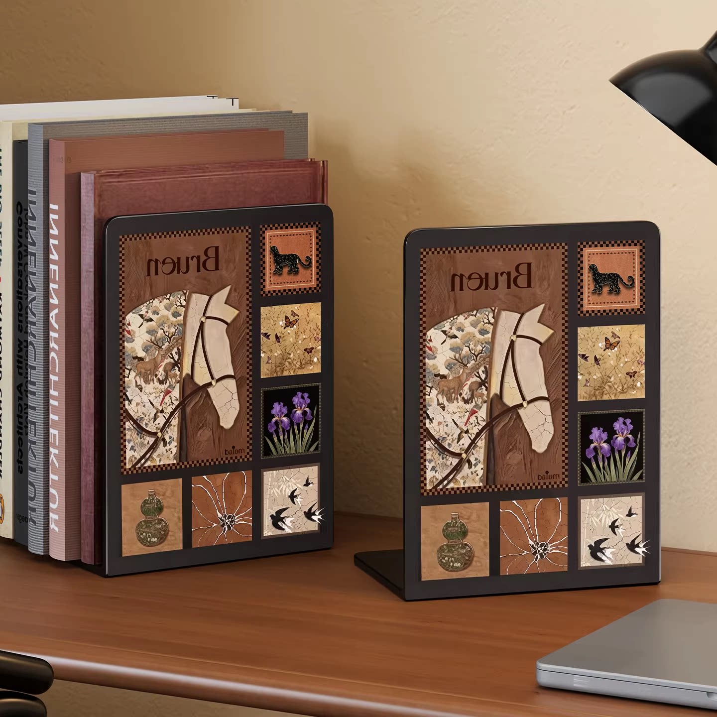 金属书架复古桌面简易书籍收纳架台面创意书本靠架靠书挡板铁支架