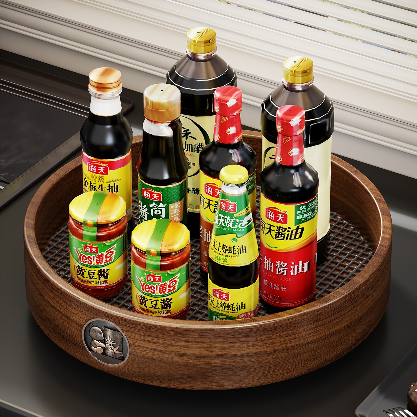 实木调料置物架厨房台面调味品姜蒜收纳盒桌面多功能遥控器钥匙盒