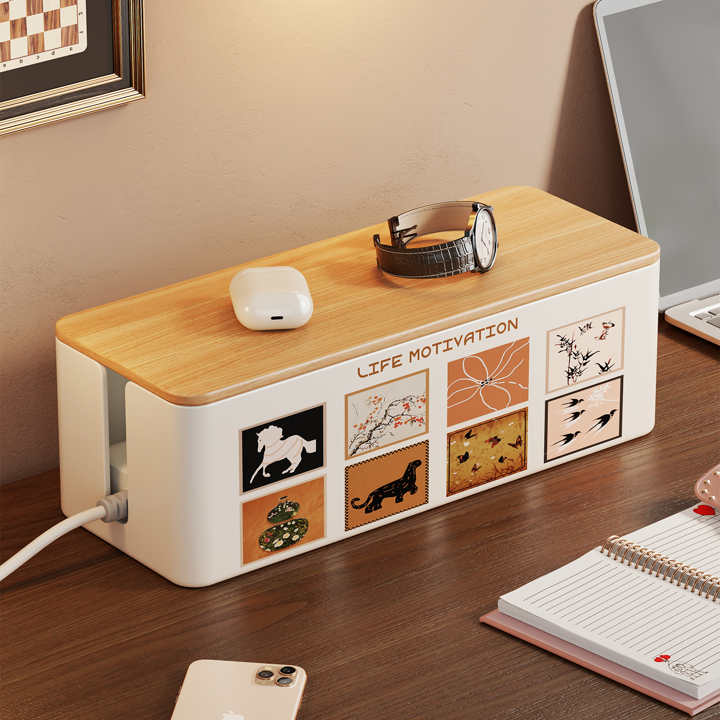 数据线收纳盒理线器桌面抽屉