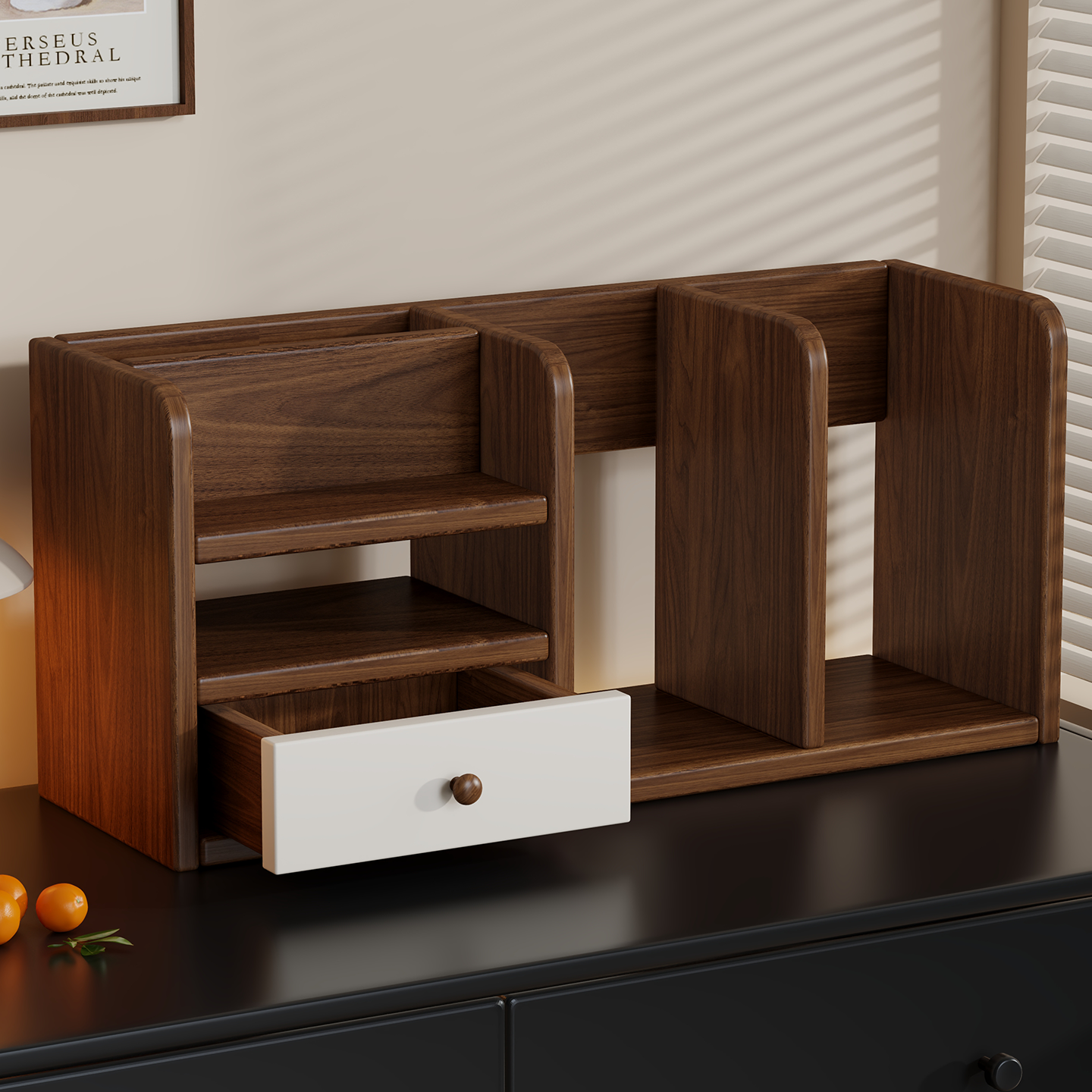 桌面置物架多层带抽屉书架学生书桌书本收纳架办公桌小型立式书柜,住宅家具,书架,淘宝优惠券,粉丝福利购,淘宝优惠卷