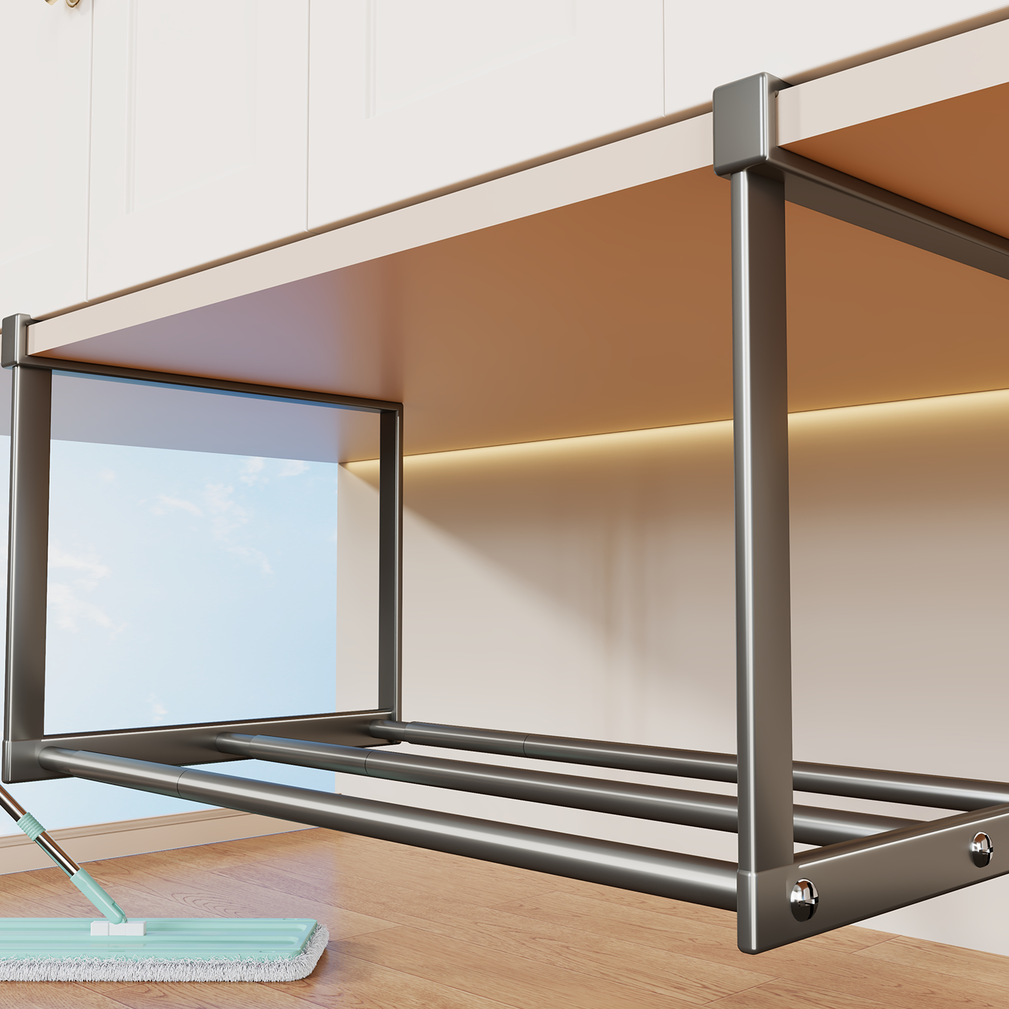 浴室柜下免打孔脸盆收纳架