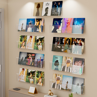 CD收纳架卧室碟片光碟明信片挂墙展示架家用黑胶唱片悬挂收纳架