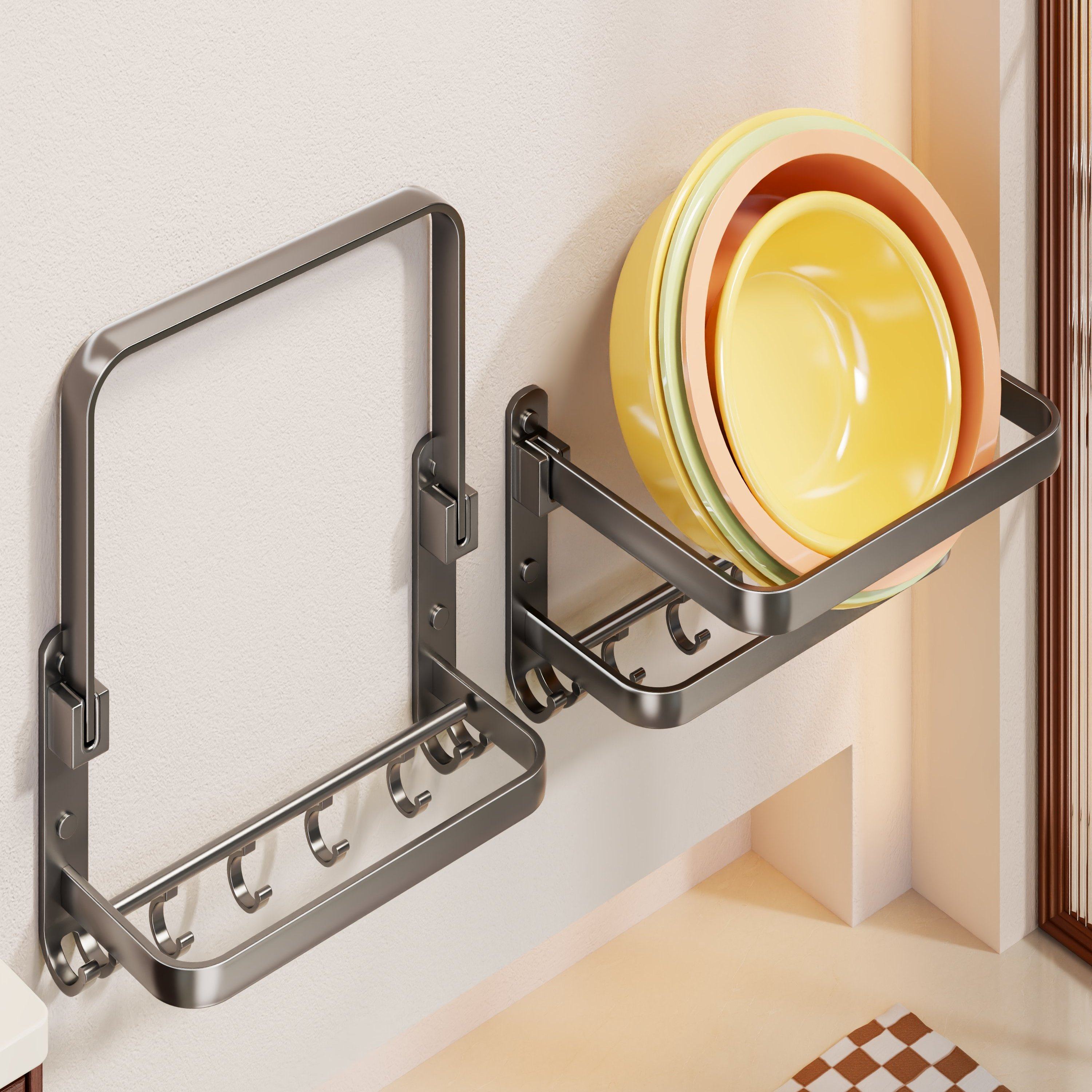 脸盆收纳架免打孔卫生间置物架壁挂式折叠洗手间浴室墙上放盆神器,家庭/个人清洁工具,脸盆架,淘宝优惠券,粉丝福利购,淘宝优惠卷