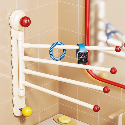 浴室吸盘旋转免打孔毛巾置物架