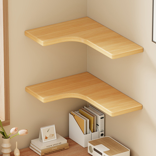 实木墙角置物架厨房转角L形调料储物架客厅书房拐角装饰置物架子