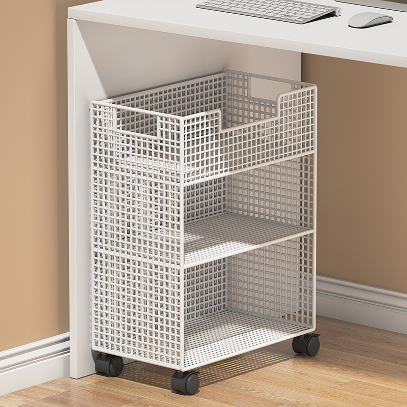 可移动书架儿童桌下书本收纳柜子带轮书包置物架家用落地简易书柜