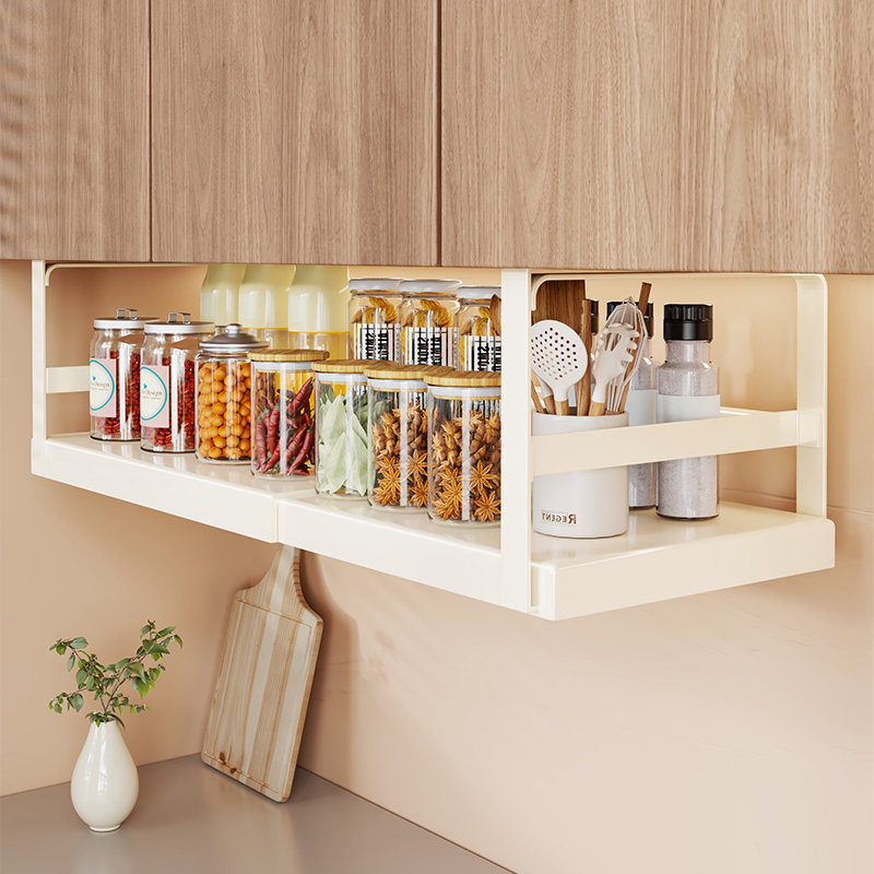 厨房吊柜橱柜下挂架多功能可伸缩悬挂分层架置物架调料收纳挂篮子,厨房/烹饪用具,厨房置物架/置物柜/角架,淘宝优惠券,粉丝福利购,淘宝优惠卷