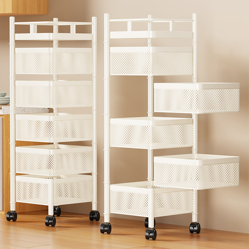 厨房置物架落地移动小推车