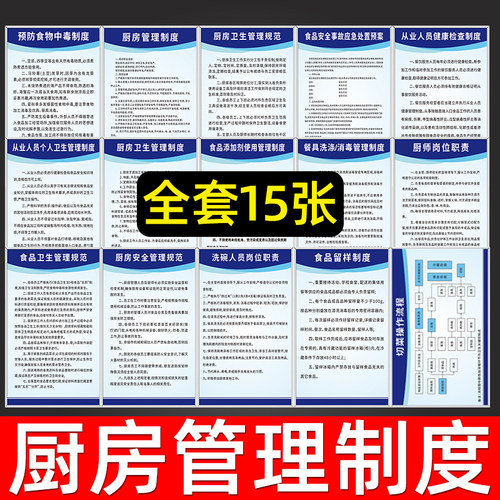 厨房管理制度标识牌上墙规章餐厅