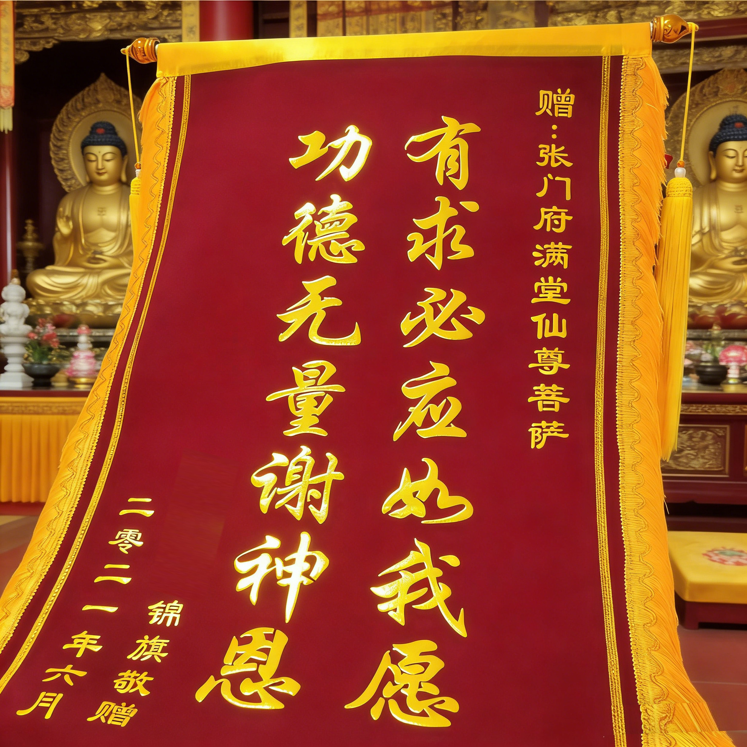 高档锦旗定制定做送仙家师傅还愿有求必应旌旗订做制作赠送给医生妇产