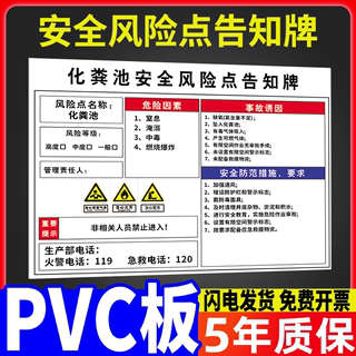 化粪池安全告知牌警示标识牌职业危害标安全风险点操作规程告知卡工厂车间仓库pvc贴纸墙贴标牌定做标语定制