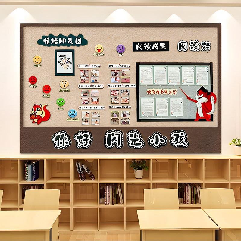 幼儿园环创毛毡板教室布置装饰班级文化墙作品展示墙贴照片心愿墙