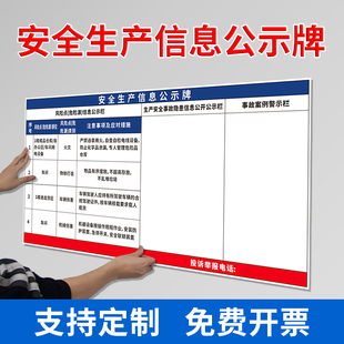 安全生产信息公示牌公告栏户外宣传贴纸警示工厂车间风险点危险源事故隐患案例注意事项及应对措施标志牌定制