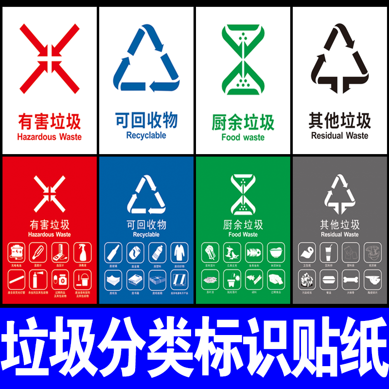 垃圾分类标识贴纸国标投放指南