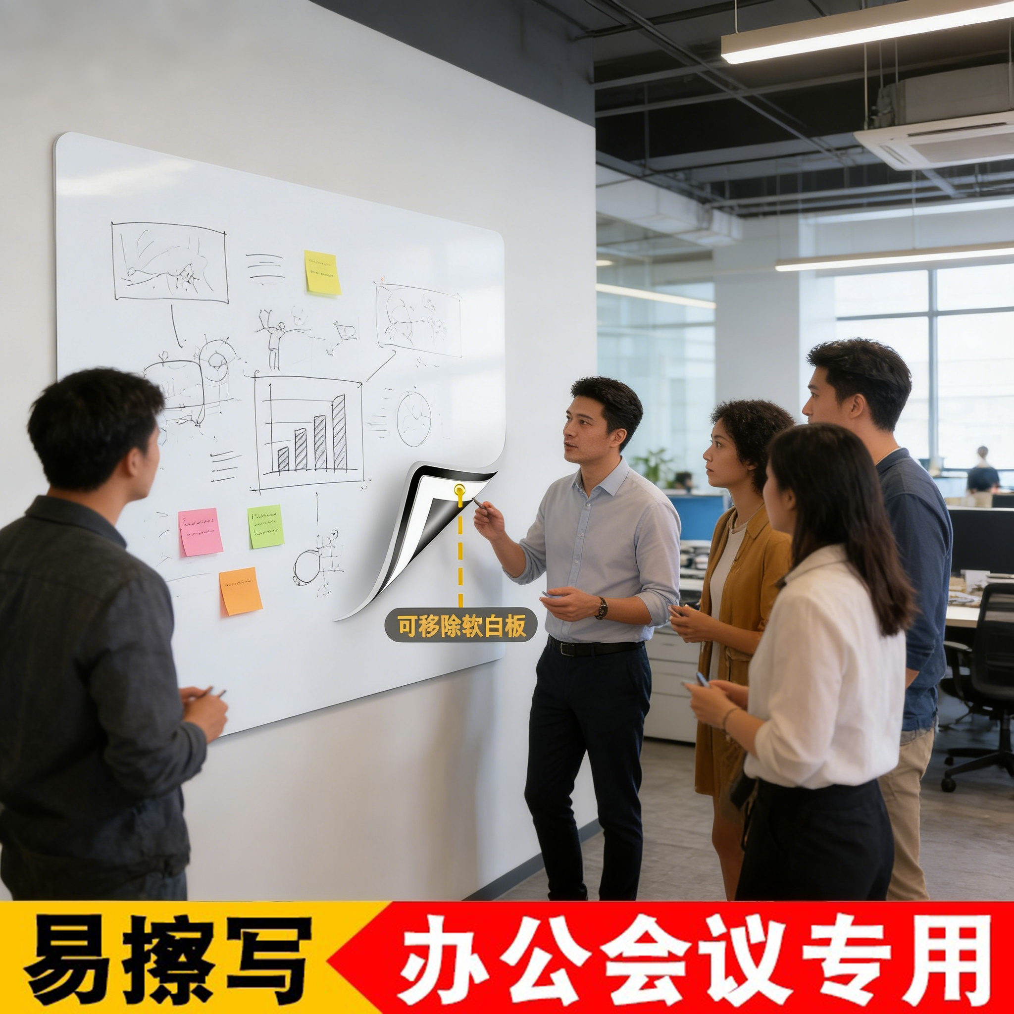 办公室可擦写磁吸墙面白板墙贴会议室专用镀锌磁铁留言计划记事板培训教学可擦写字不伤墙背板磁力金属板定制,文具电教/文化用品/商务用品,白板,淘宝优惠券,粉丝福利购,淘宝优惠卷